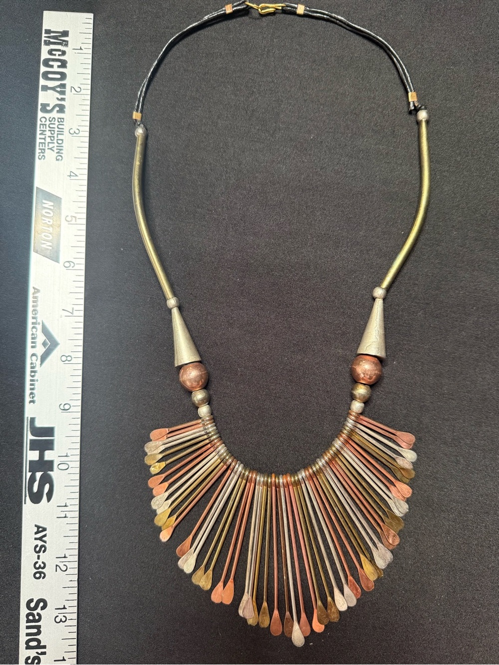 Source Unknown Multitone Metal Fringe Necklace - Copper, Brass, Silver
